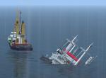 FSX/Acceleration/FS2004 salvage tug boat with freighter in emergency